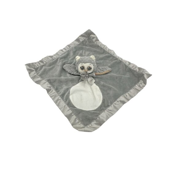 Bearington Baby Collection Owl Lovey Security Blanket Soother Satin Trim - Picture 1 of 10